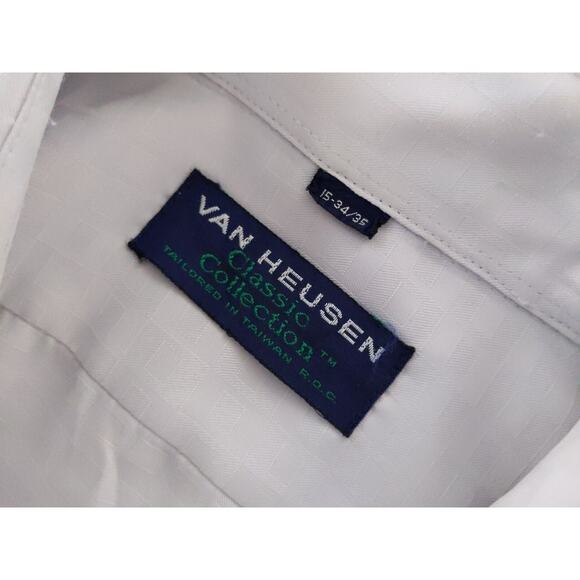 VAN HEUSEN Shirt Sz 15- 34/45 Men's Pale Gray Button Down Long Sleeve - Picture 7 of 7